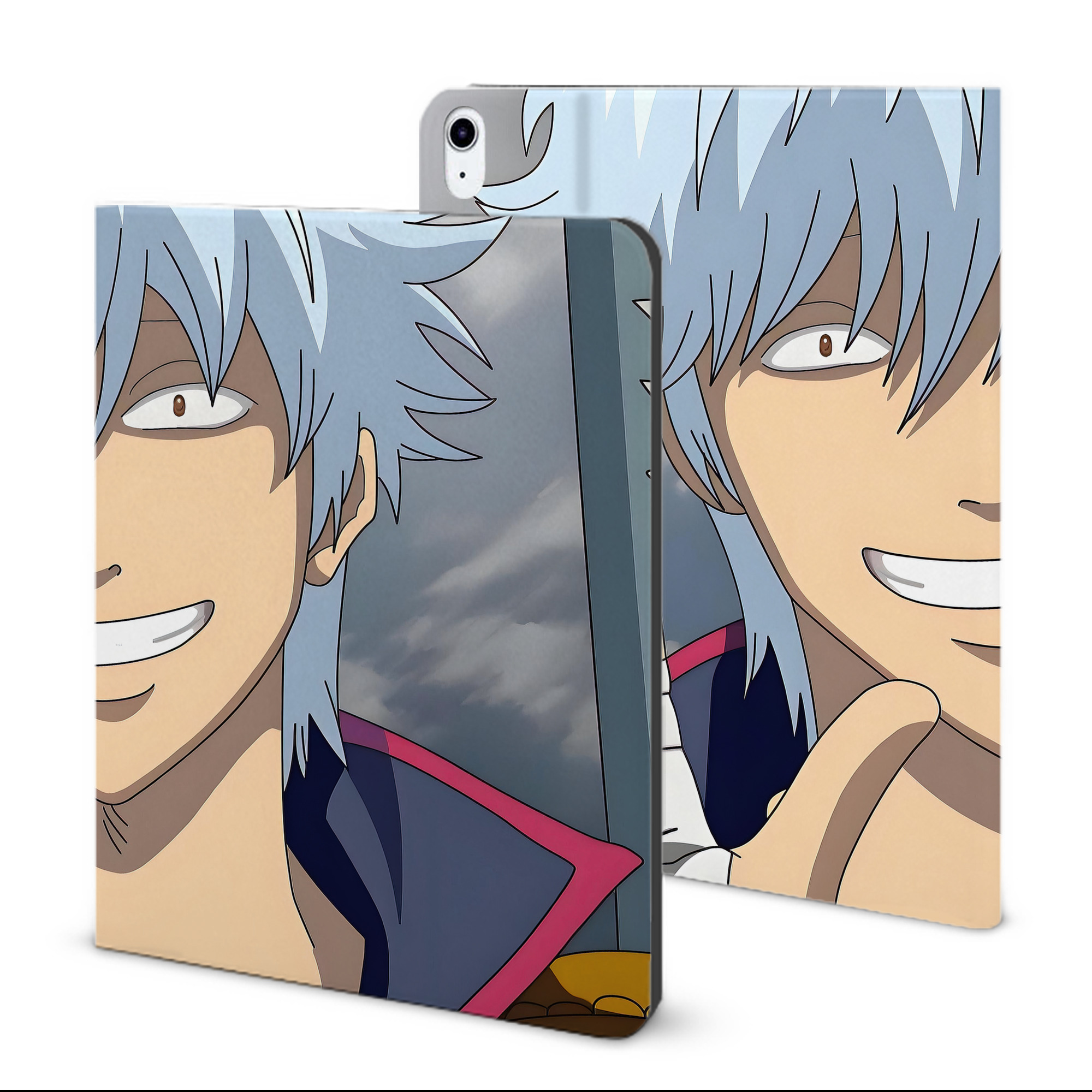 ぎんたま 坂田銀時（さかたぎんとき） 神楽 志村新八（しむら しんぱち） GINTAMA Sakata Gintoki Kagura Shimura Shinpachi IPad ケース ブック型 PUレザー TPU 耐衝撃 軽量 薄型 ペン収納なし 全面保護 IPad 各モデル対応